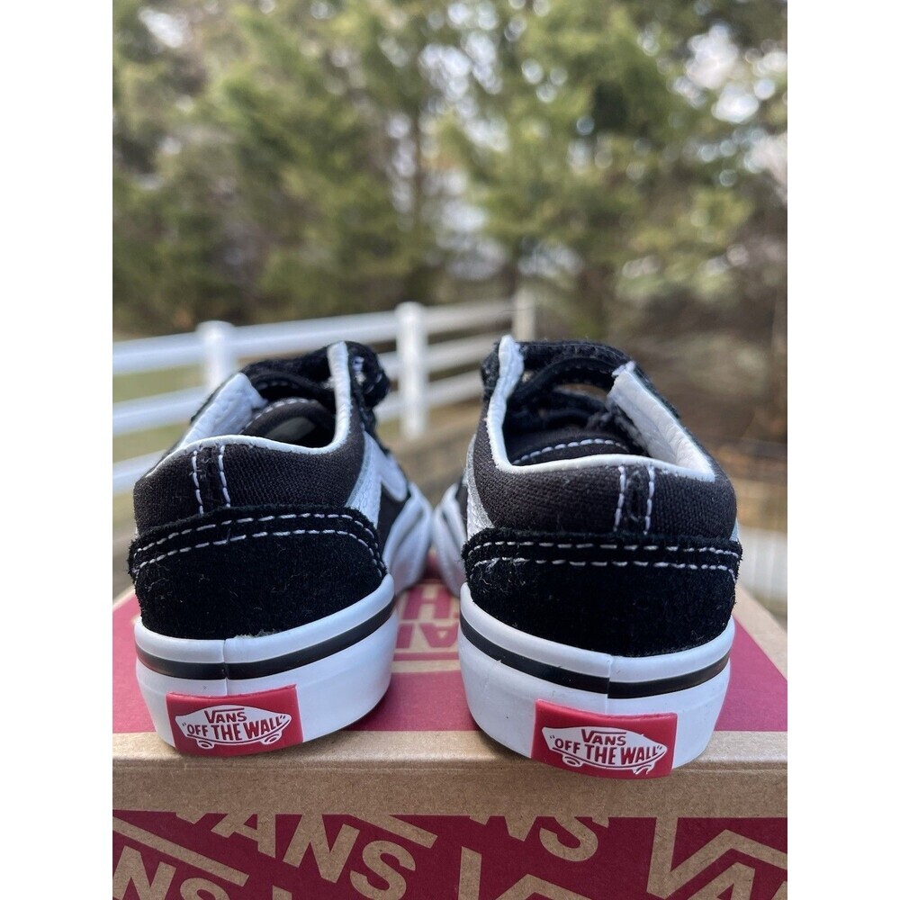 Vans Old Skool V ‘White/Black’ Size 3 (TD) VN000D3YBLK Flat Sole- Preowned - Picture 4 of 7